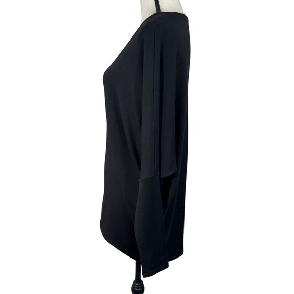 WHBM Medium Passporter Tunic Top Long Sleeve Stretch Hi-Low Hem V-Neck Black New - Picture 5 of 8